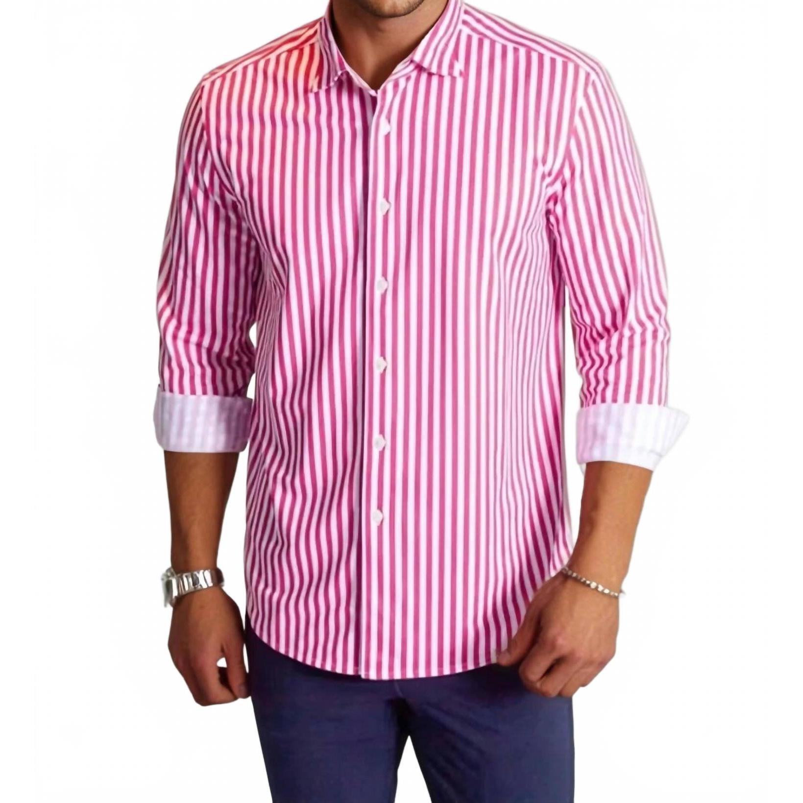 New Buki The Go Big Stripe Long Sleeve Tech Shirt In Coral